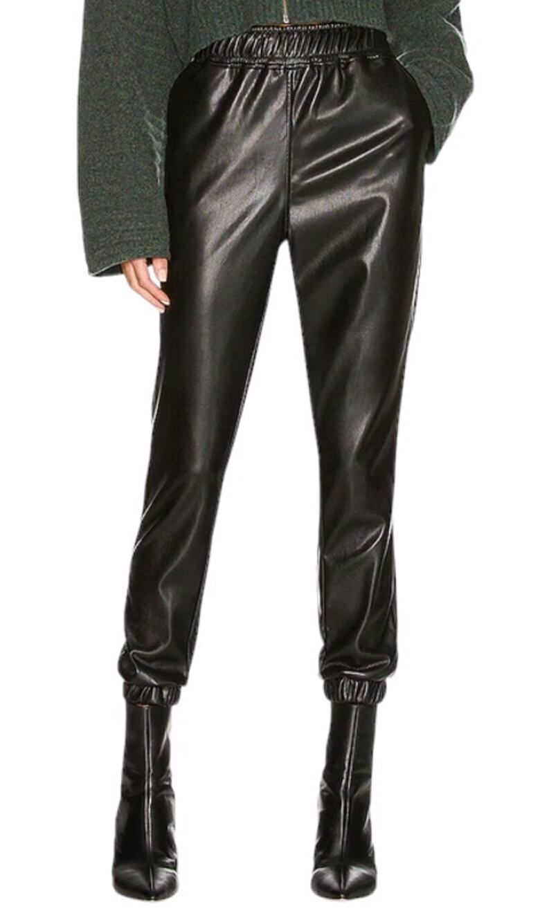 BB Dakota by Steve Madden Run the World Faux Leather Black Joggers Size Large